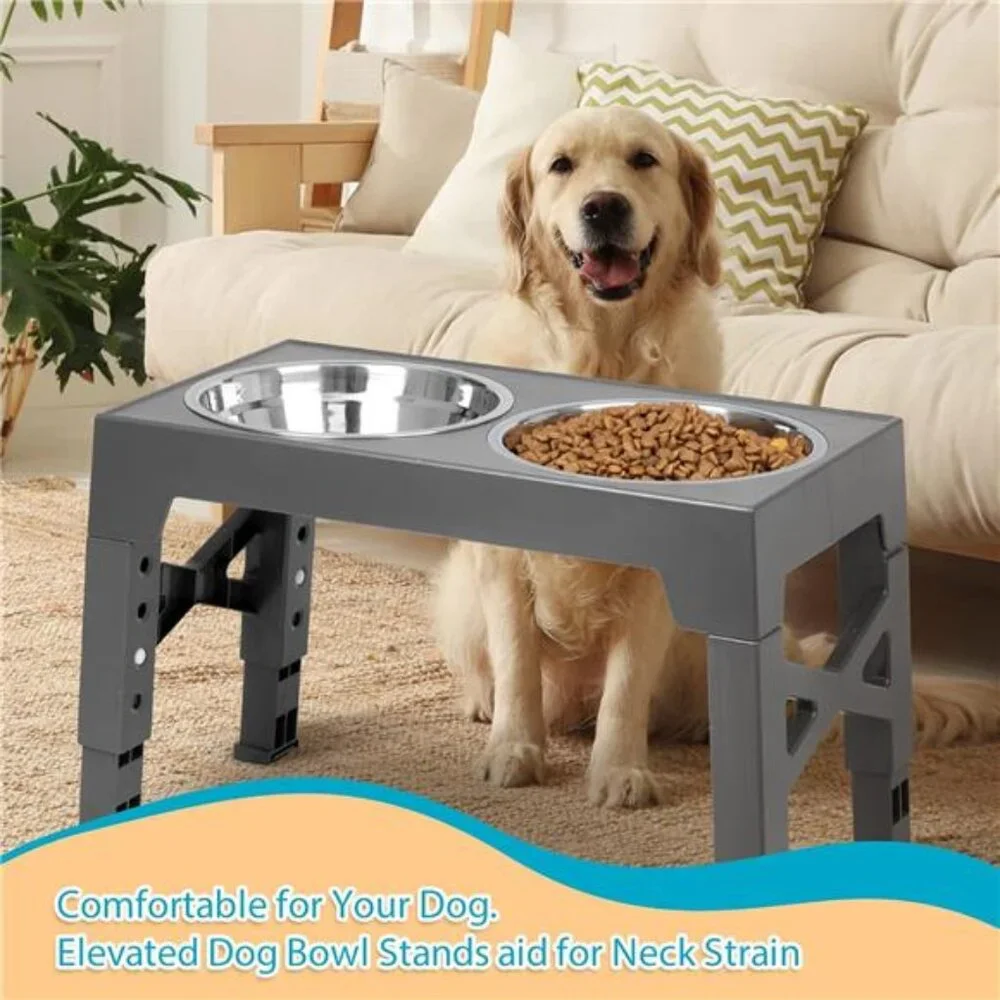 Elevated Dog Bowls with 2 Stainless Steel Dog Food Bowls, Raised Dog Bowl
